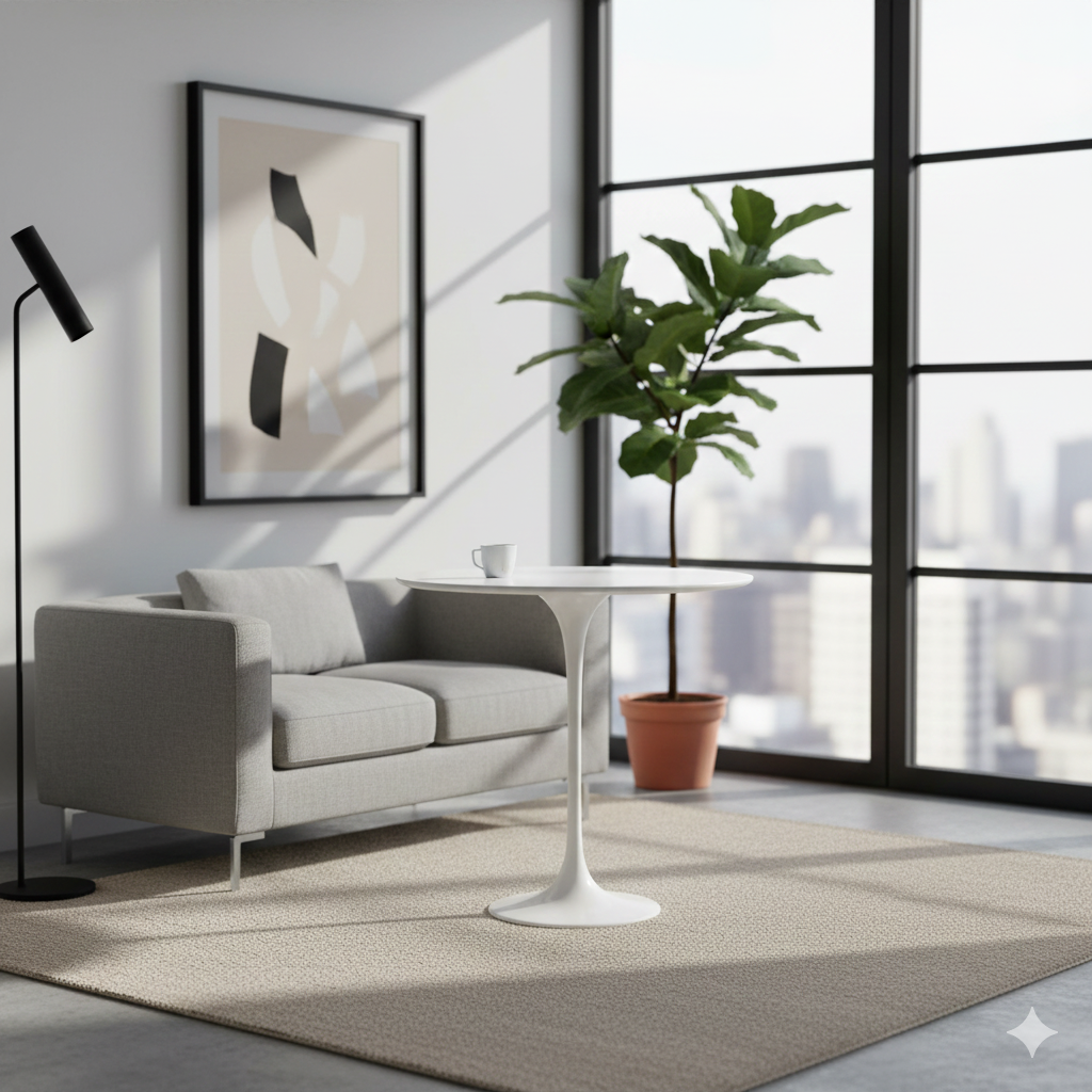 Pedestal Side Table Round With Liquid Laminated Top