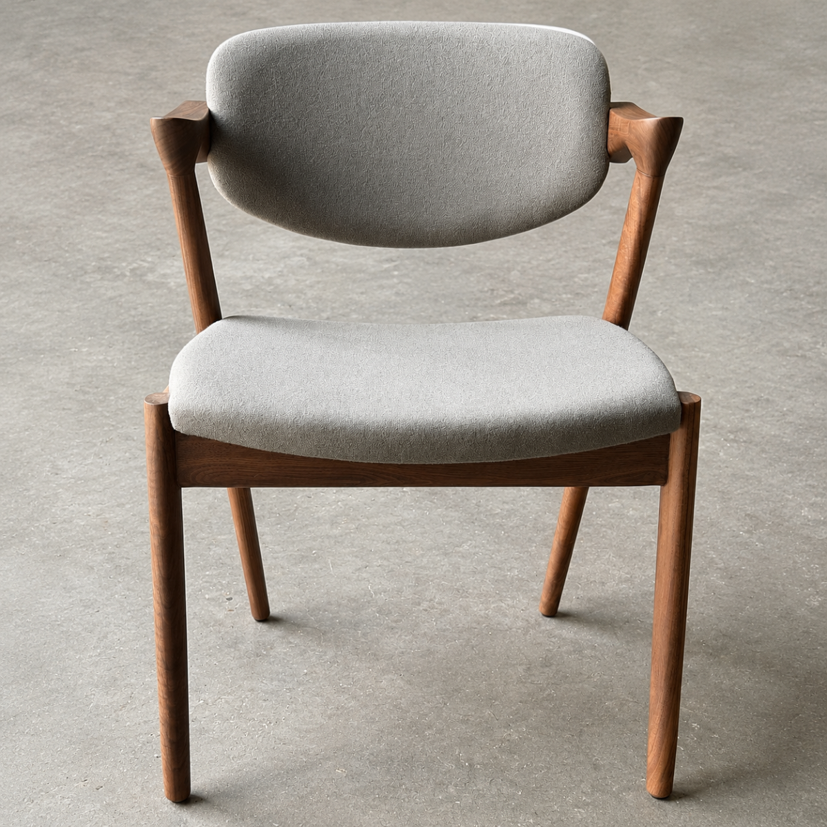 No. 42 Chair Walnut and Grey Wool