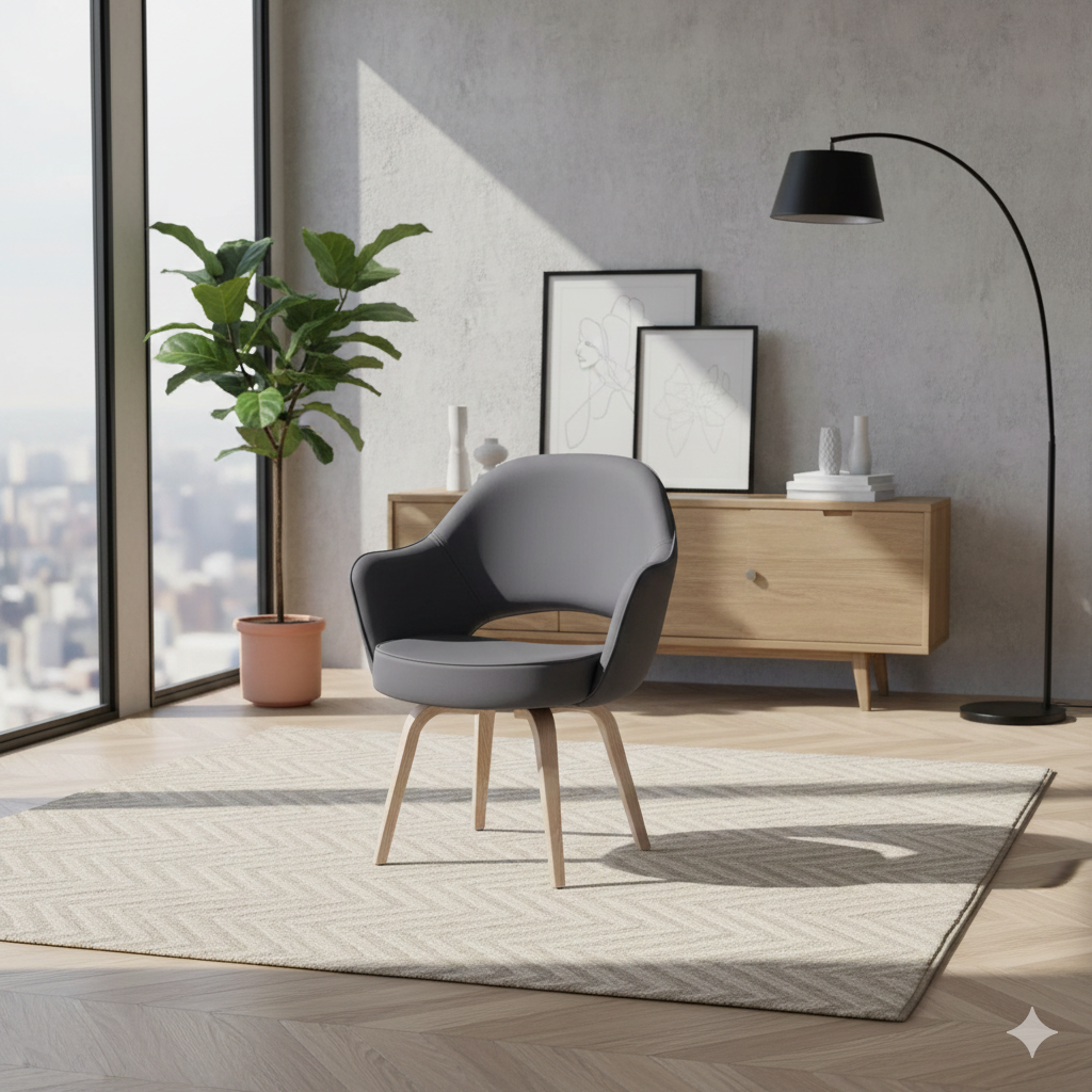 Executive Arm Chair With Wood Legs 