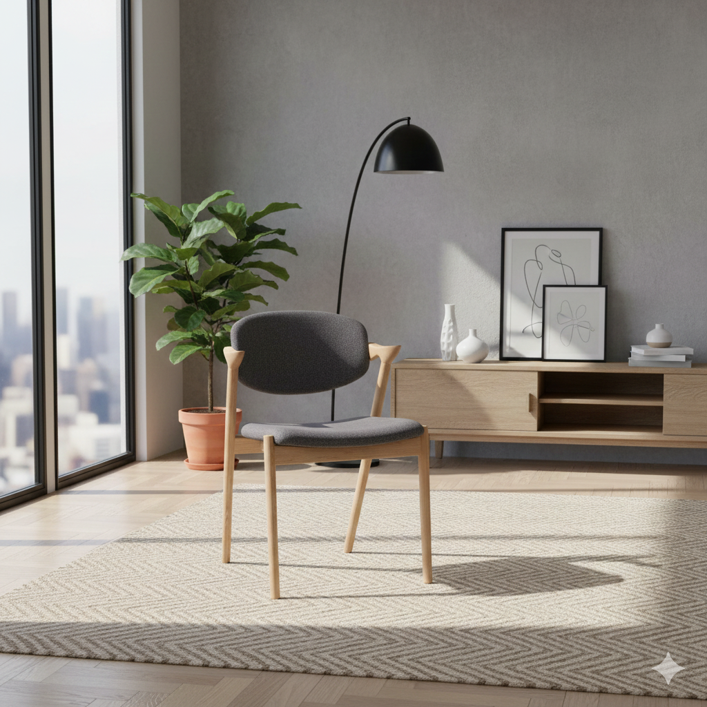 No. 42 Chair Oak and Blue Wool
