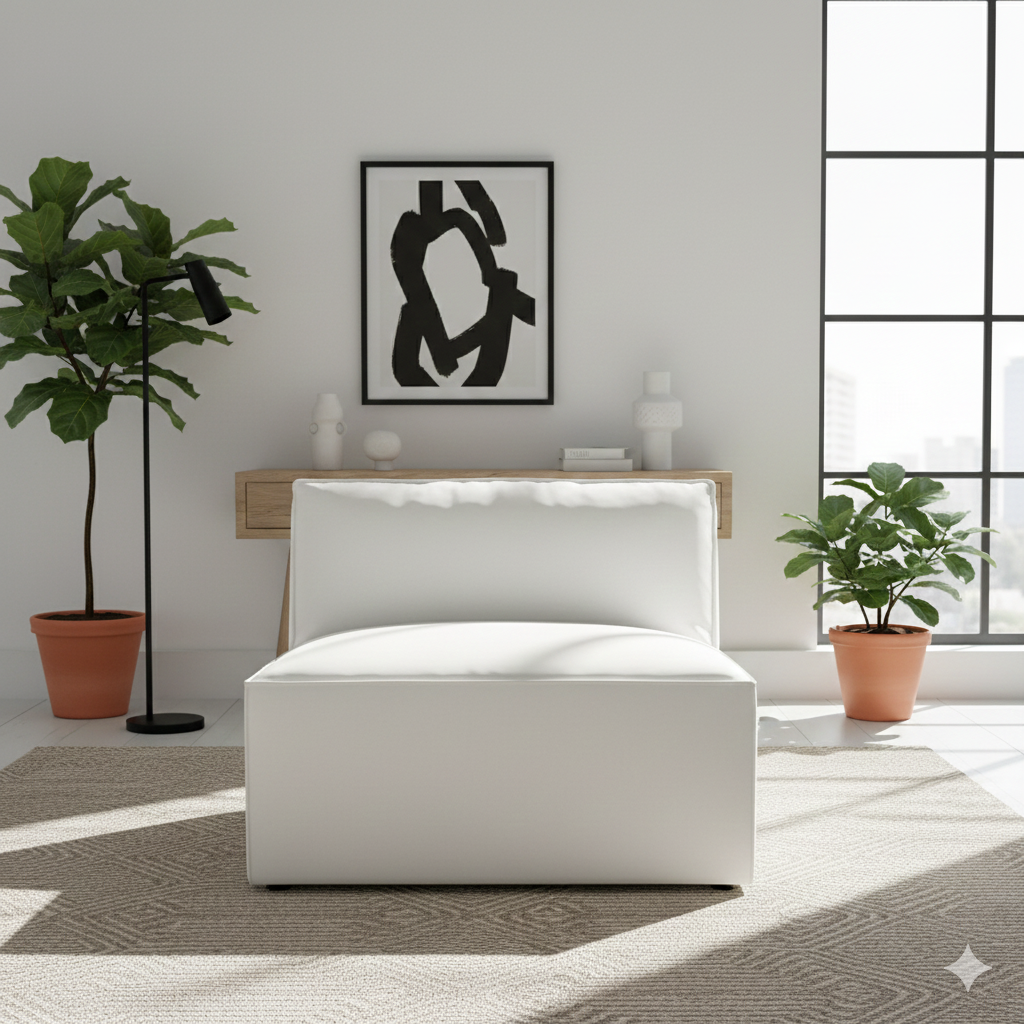 Oasis Modern Low Profile Modular Block Sofa - Middle Seat