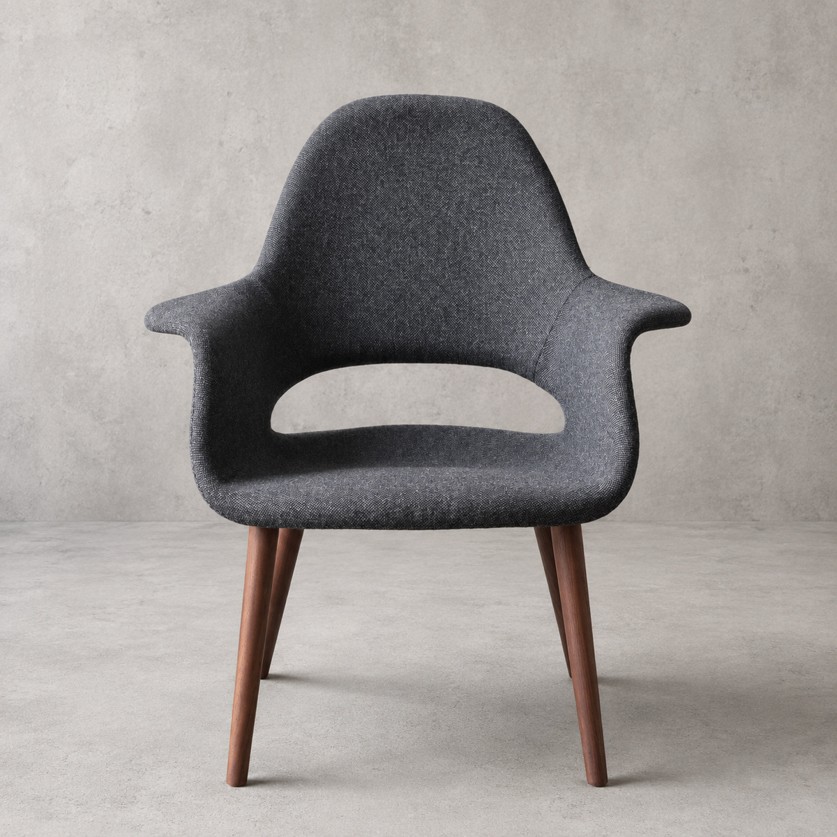 Organic Chair - Black Tweed and Walnut