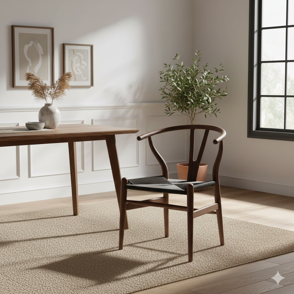 Scandi Chair  Walnut And Black Cord