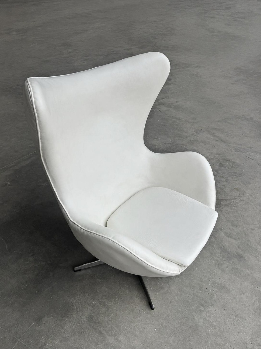 1958 Danish High Back Lounge Chair White Leather